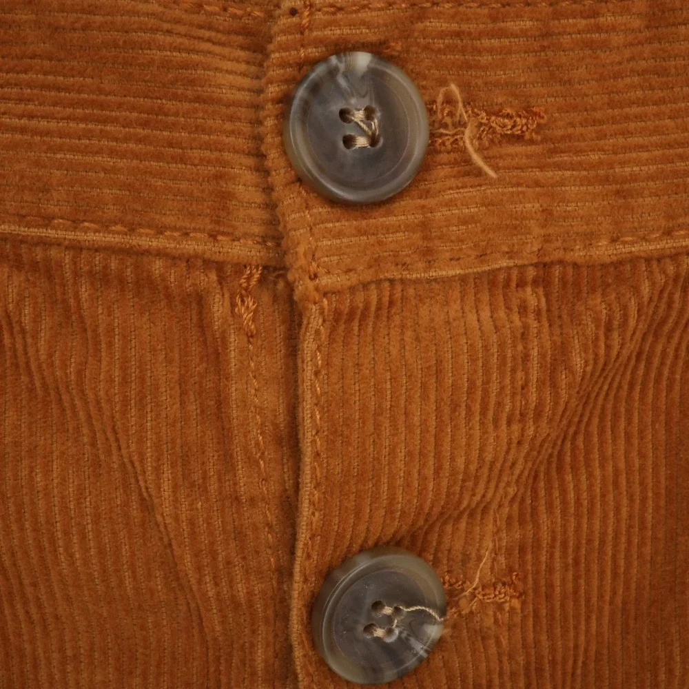 Kensie Skirt Womens 8 Waist 29 Rust Brown Corduroy Button Front Pockets New